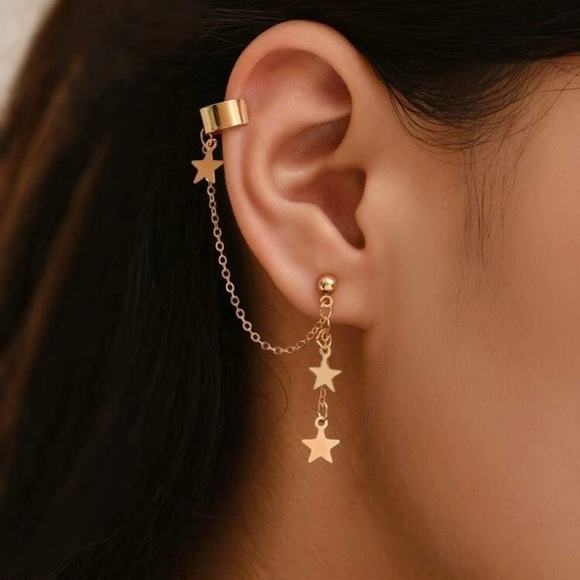Star Drop Cuff Earrings (2pcs) - Picture 1 of 5